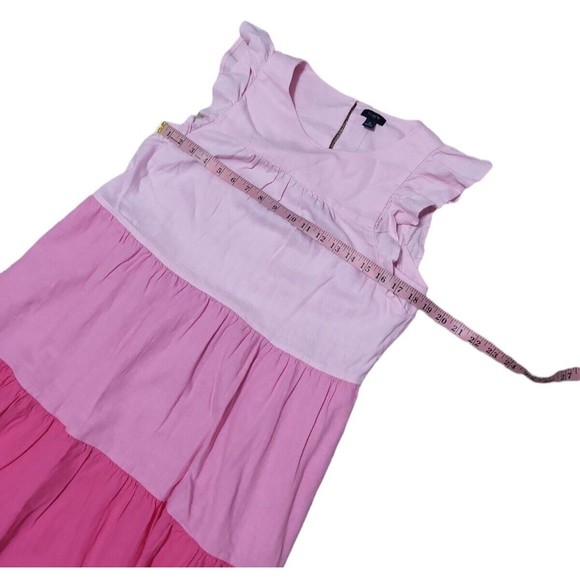 J.Crew Linen Blend Ruffle Sleeve Tiered Mini Dress Size 6 Pink - Picture 3 of 5